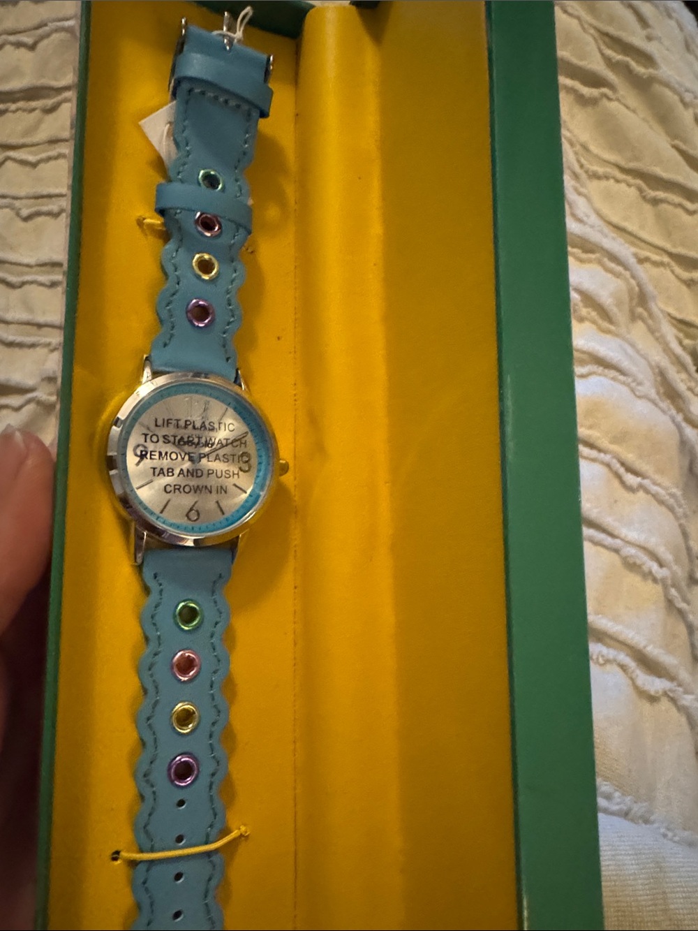 NWT Isaac Mazrahi Crayola Blue Leather Strap Watch with Multicolor